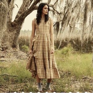 DÔEN Raven Tiered Midi Dress in Antoinette Plaid - Size Small